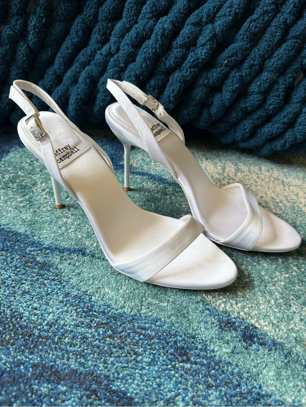 Jeffrey Campbell Go-Getter Slingback Heels, White Satin, US W7